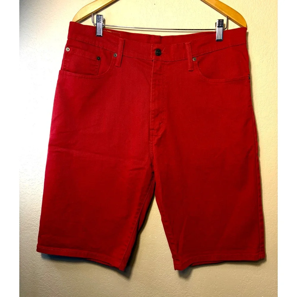 Levis 569 Loose Straight Red Denim Shorts Mens 34 Relaxed Fit Streetwear Skate
